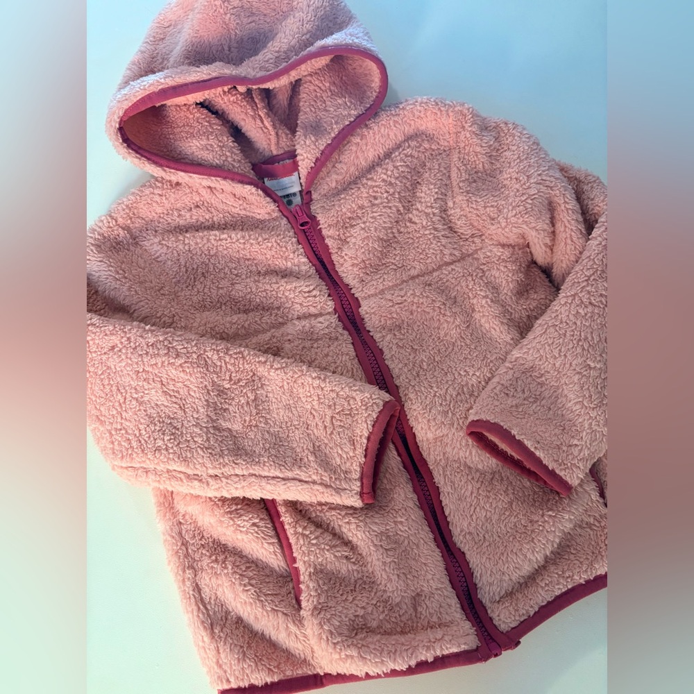 Hanna Andersson Girls Pink Fleece Hoodie Jacket SZ. 110 / 5T EUC